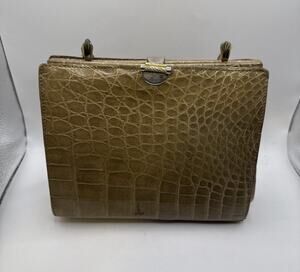 Vintage Bonwit Teller Genuine Alligator Handbag Made in France Light Tan